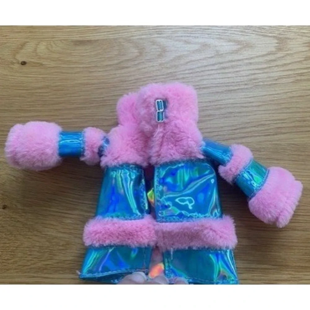 Barbie Jacket Doll Accessory Pink Blue Good Holographic Faux Fur Trim Glam
